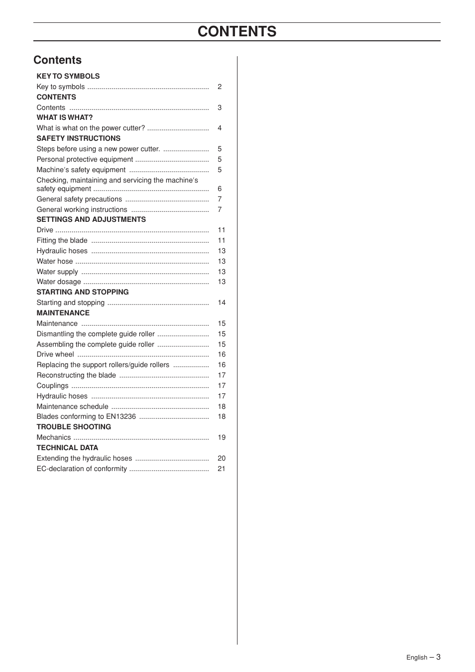 Husqvarna K 3600 MKII User Manual | Page 3 / 24