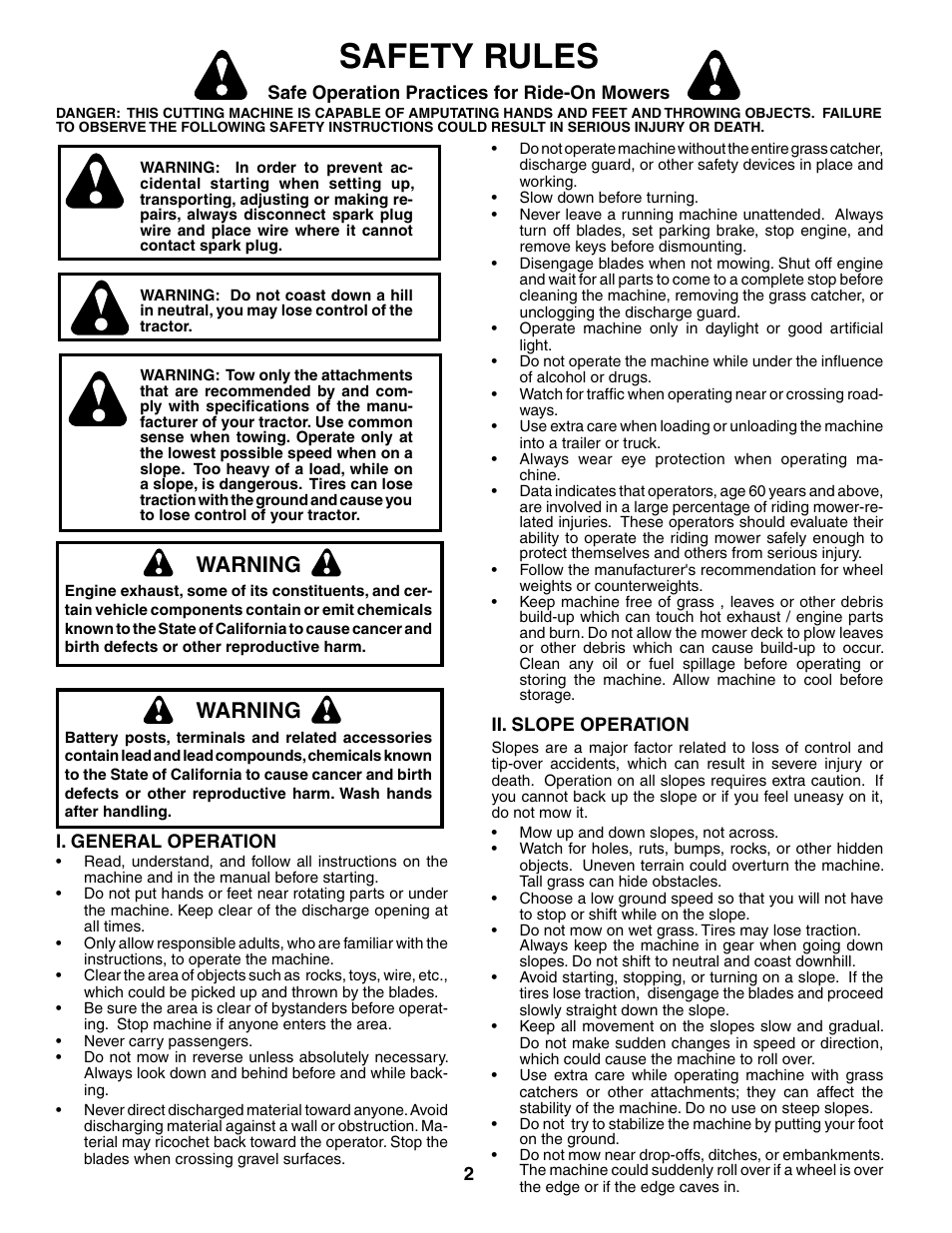 Safety rules, Warning | Husqvarna 96013001900 User Manual | Page 2 / 44