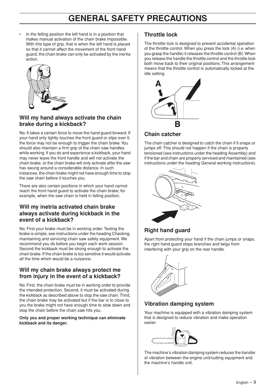 General safety precautions | Husqvarna 357XP EPA I  EN User Manual | Page 9 / 44