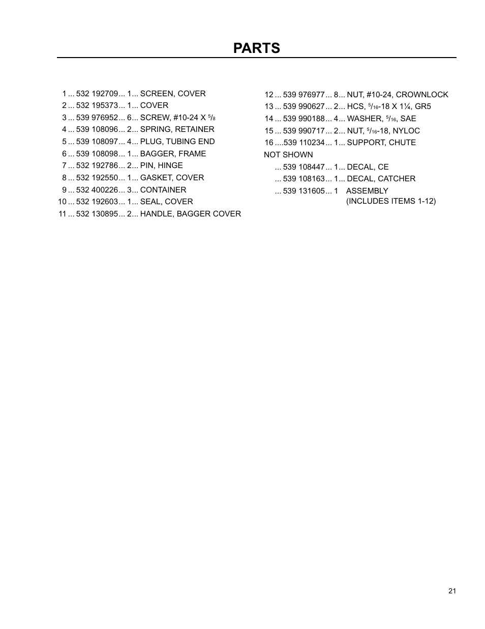 Parts | Husqvarna O0803001 User Manual | Page 20 / 26