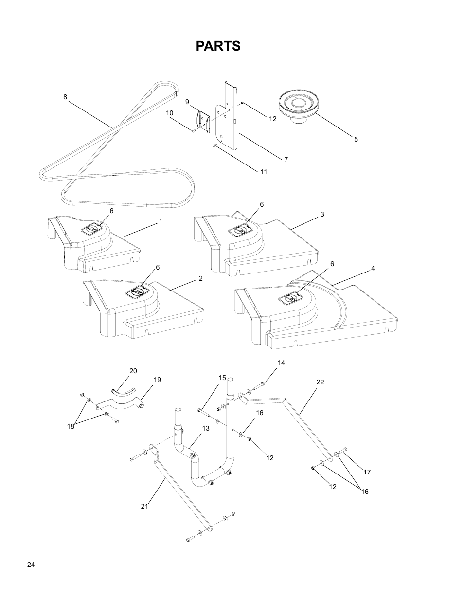 Shield / pulley / belt, Parts | Husqvarna O0803001 User Manual | Page 23 / 26