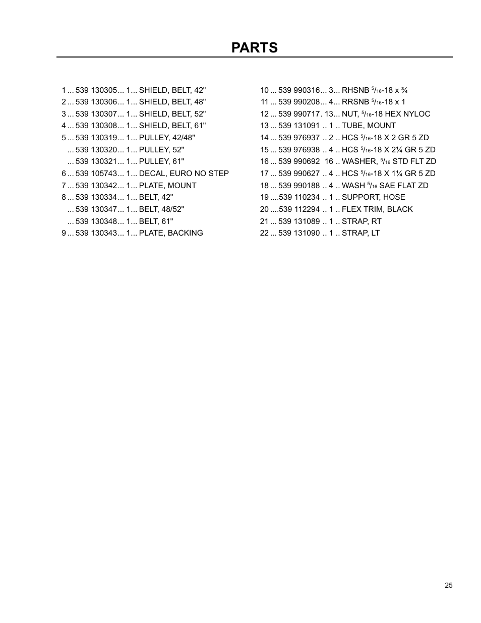 Parts | Husqvarna O0803001 User Manual | Page 24 / 26