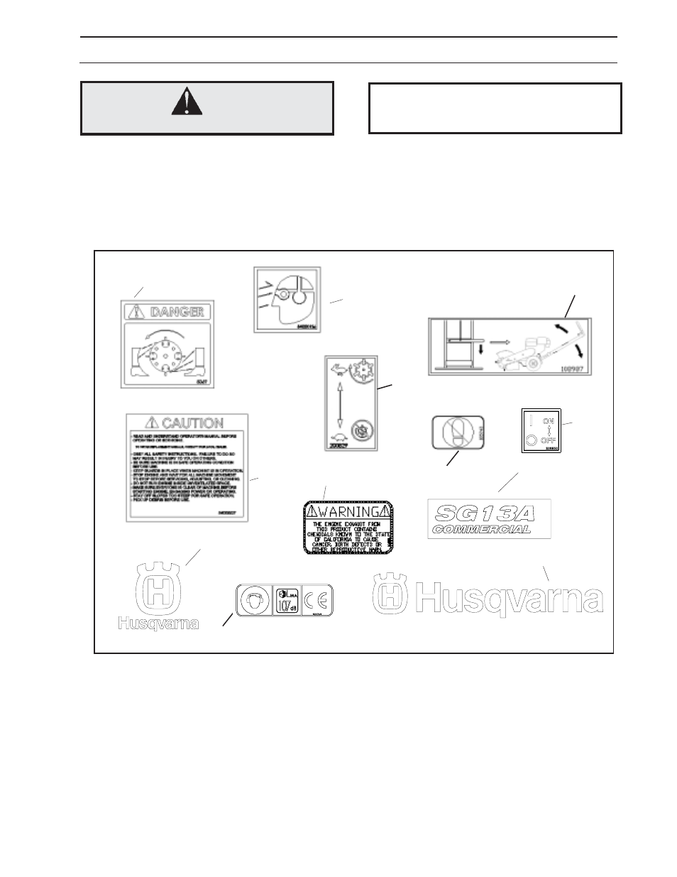 Symbols and decals | Husqvarna Stump Grinder SG13A User Manual | Page 5 / 52