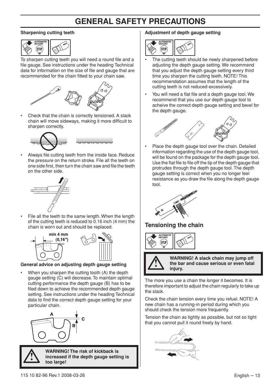 General safety precautions | Husqvarna 355FXT  EU User Manual | Page 13 / 92