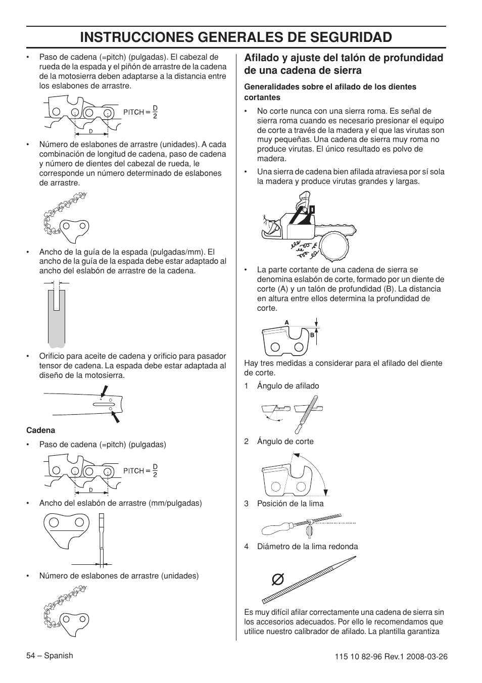 Instrucciones generales de seguridad | Husqvarna 355FXT  EU User Manual | Page 54 / 92