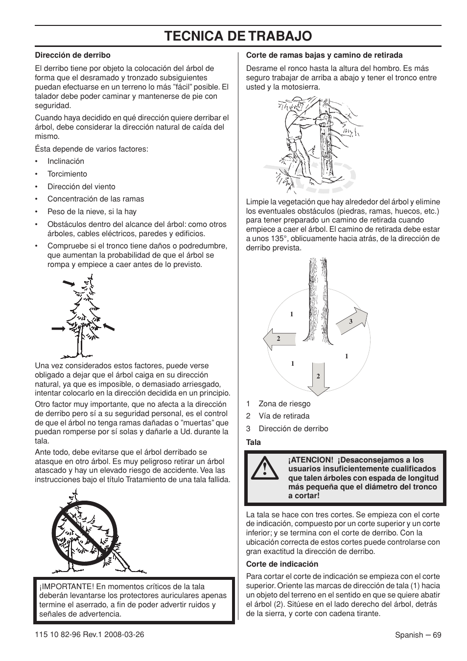 Tecnica de trabajo | Husqvarna 355FXT  EU User Manual | Page 69 / 92
