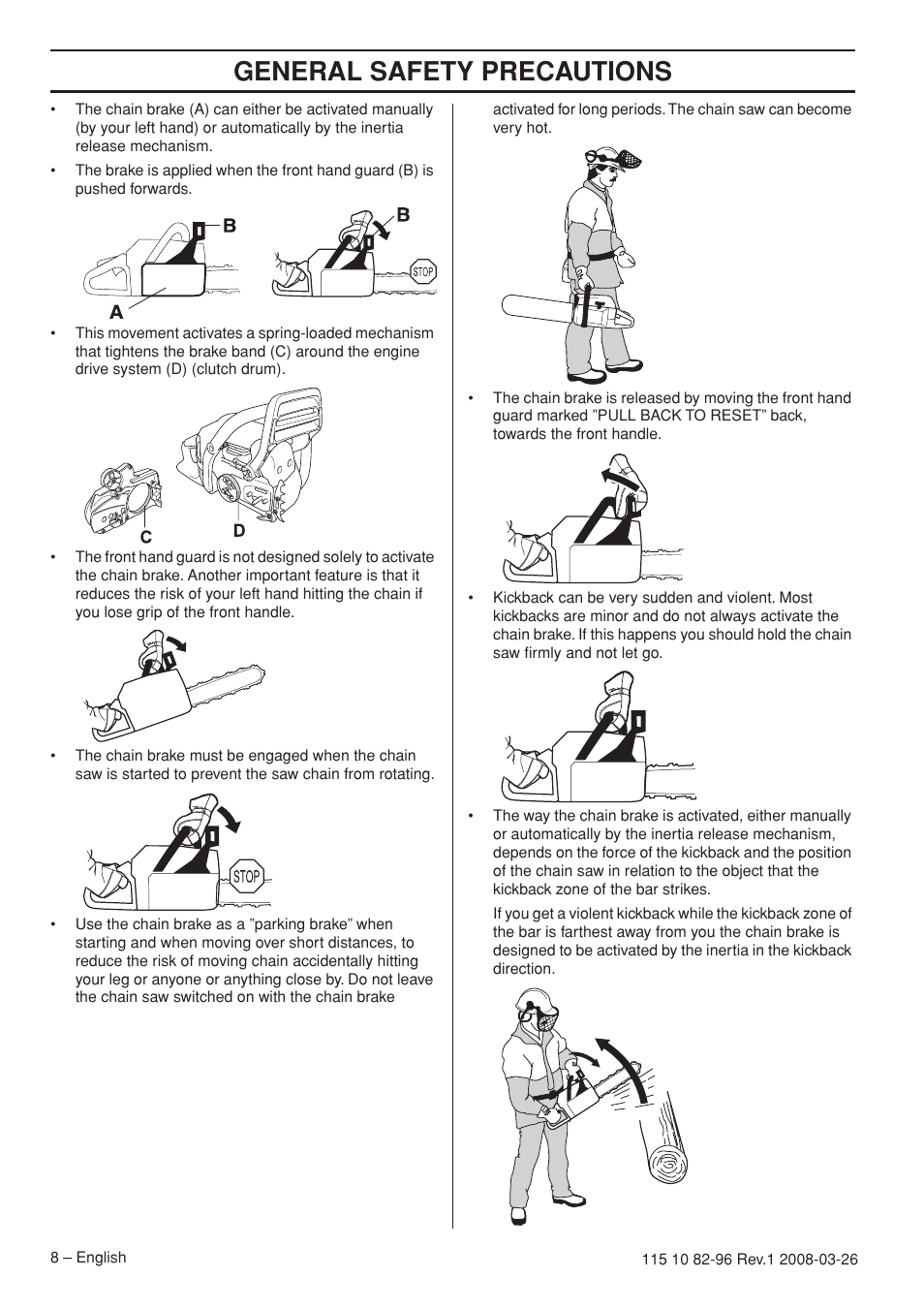 General safety precautions | Husqvarna 355FXT  EU User Manual | Page 8 / 92