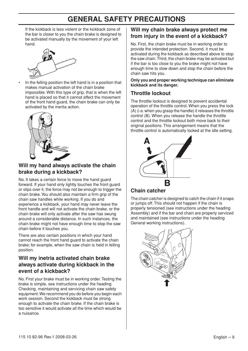 General safety precautions | Husqvarna 355FXT  EU User Manual | Page 9 / 92