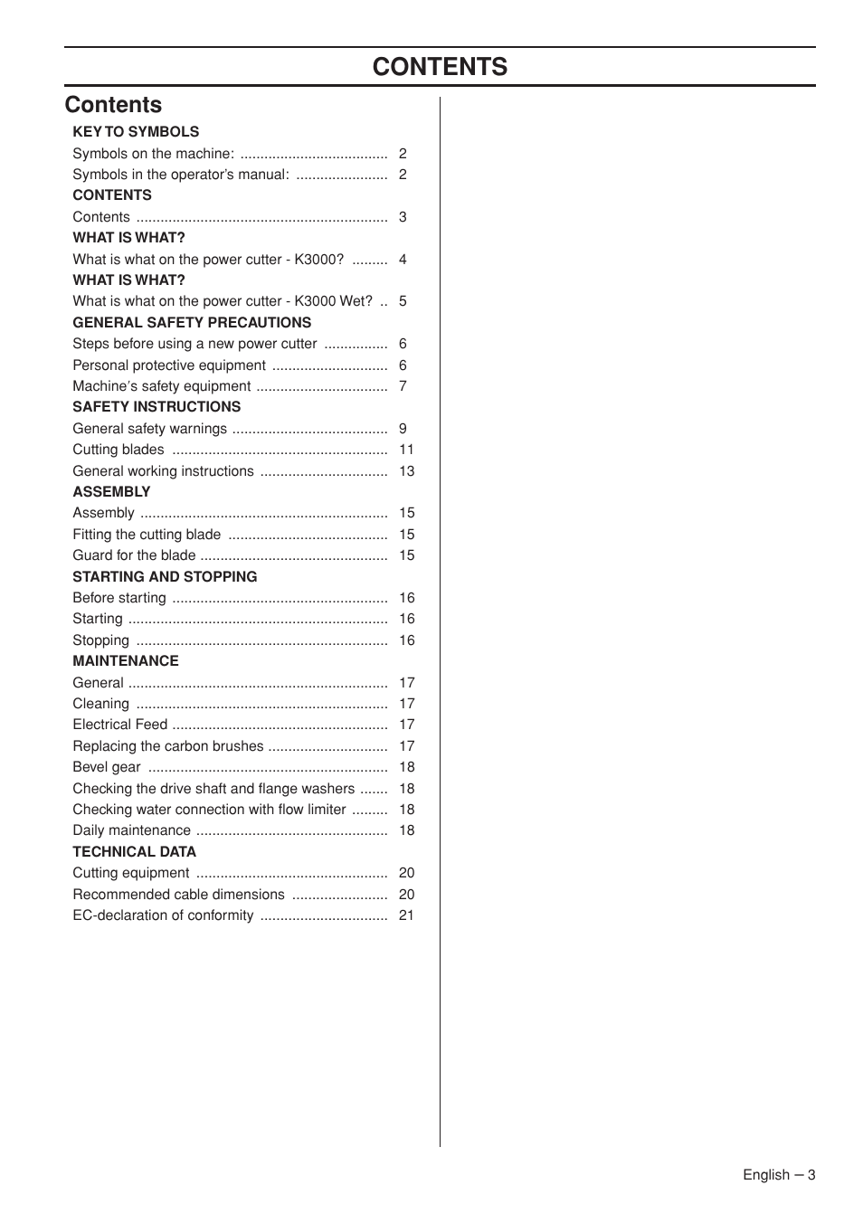 Husqvarna K3000 Wet User Manual | Page 3 / 24