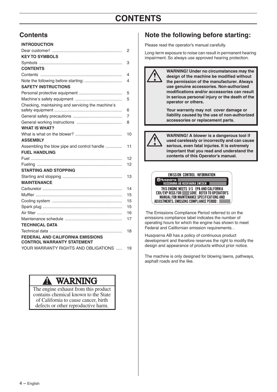 Husqvarna 356BF X-series User Manual | Page 4 / 24