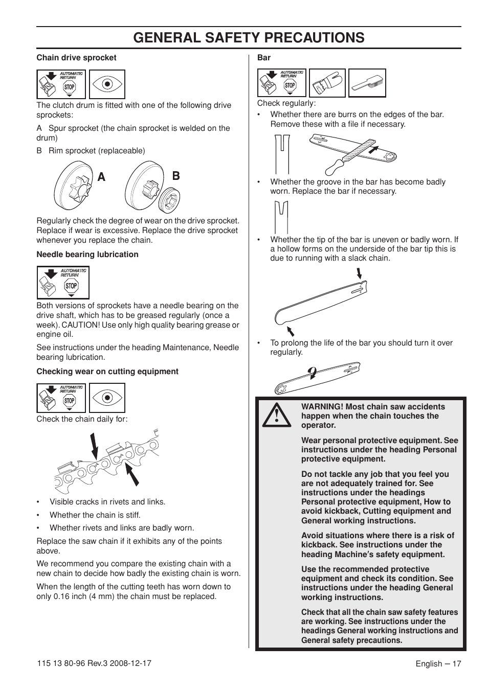 General safety precautions | Husqvarna 435e User Manual | Page 17 / 92