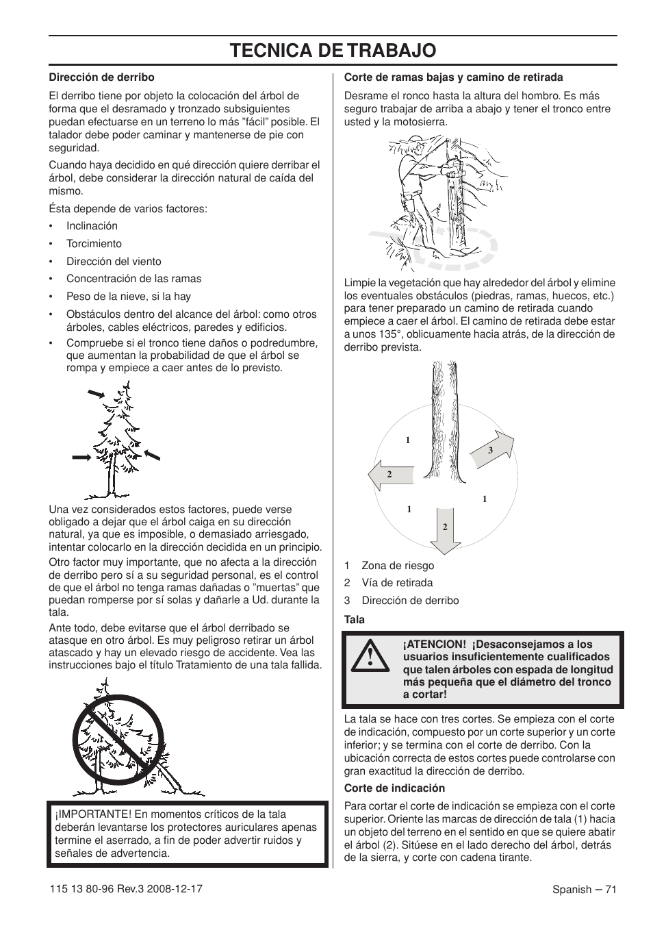 Tecnica de trabajo | Husqvarna 435e User Manual | Page 71 / 92
