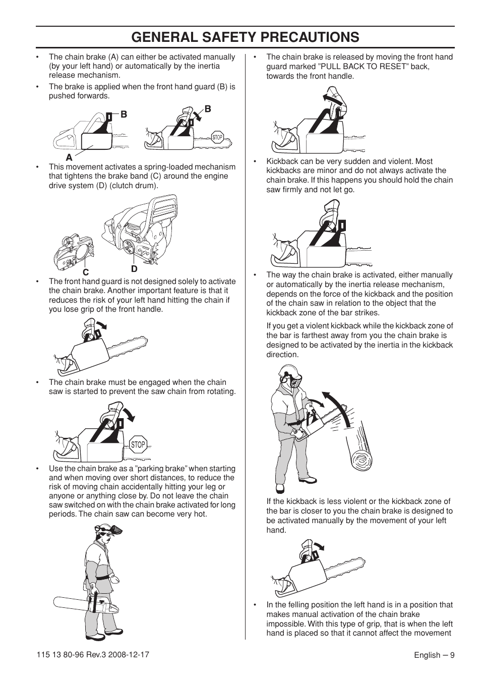 General safety precautions | Husqvarna 435e User Manual | Page 9 / 92