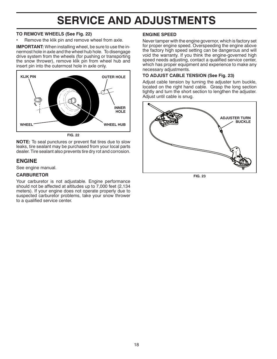 Service and adjustments | Husqvarna 924HV User Manual | Page 18 / 24