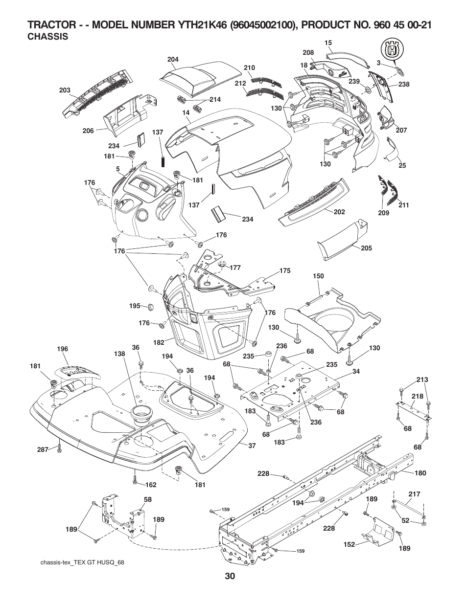 Chassis | Husqvarna 96045002100 User Manual | Page 30 / 44