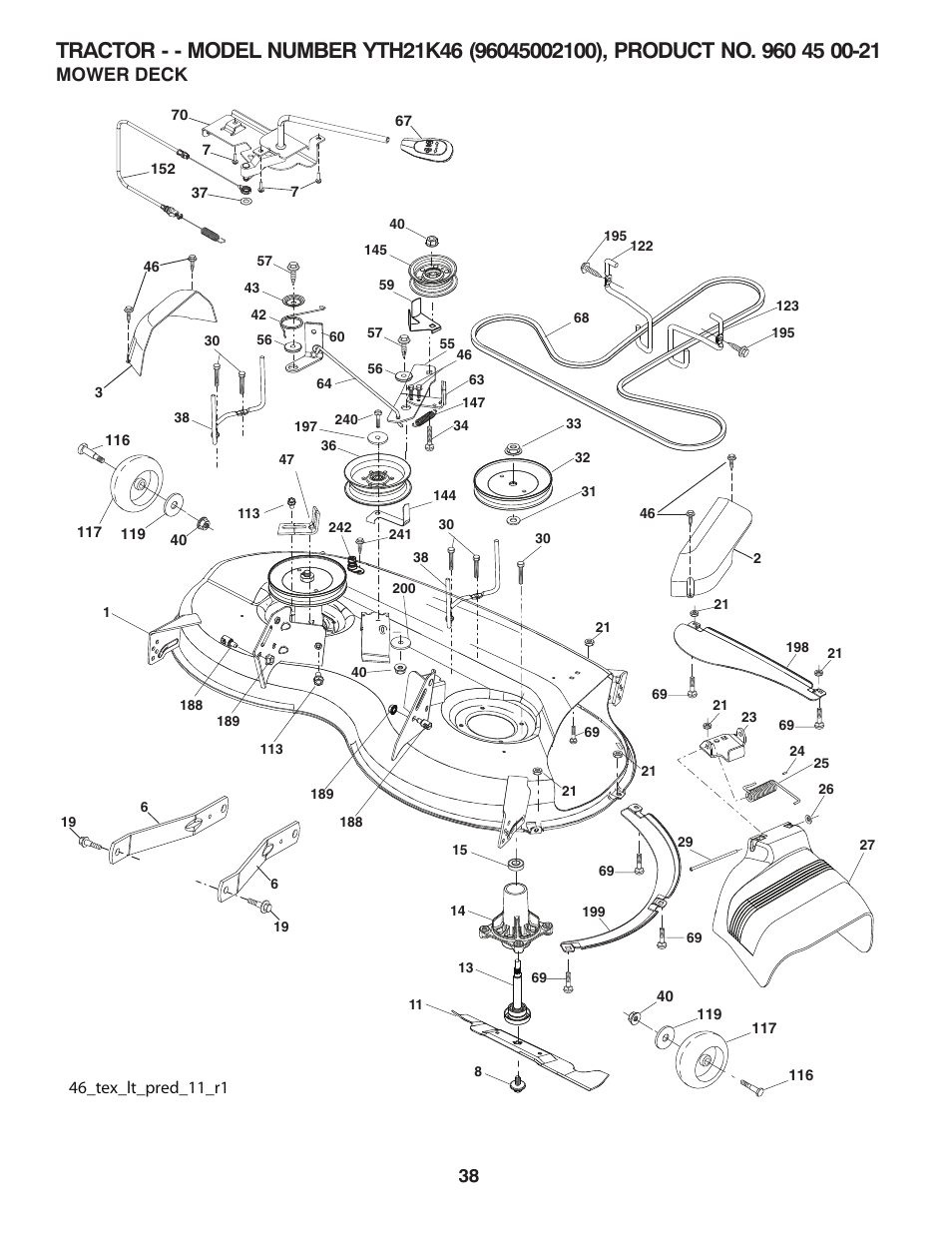 Mower deck | Husqvarna 96045002100 User Manual | Page 38 / 44