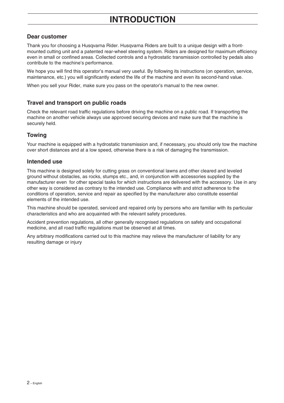 Introduction | Husqvarna 16 User Manual | Page 4 / 52
