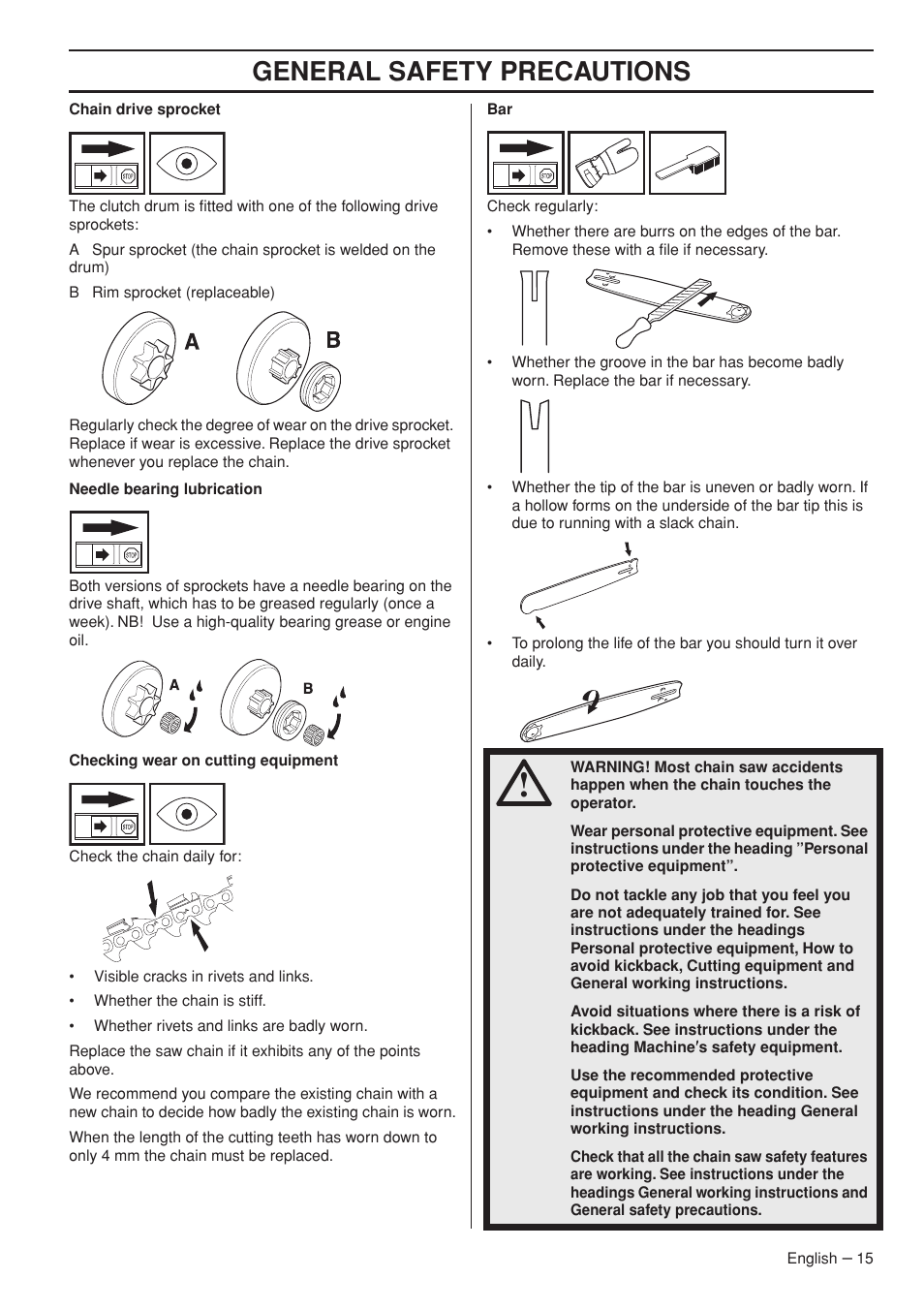 General safety precautions | Husqvarna 395XPG User Manual | Page 15 / 44