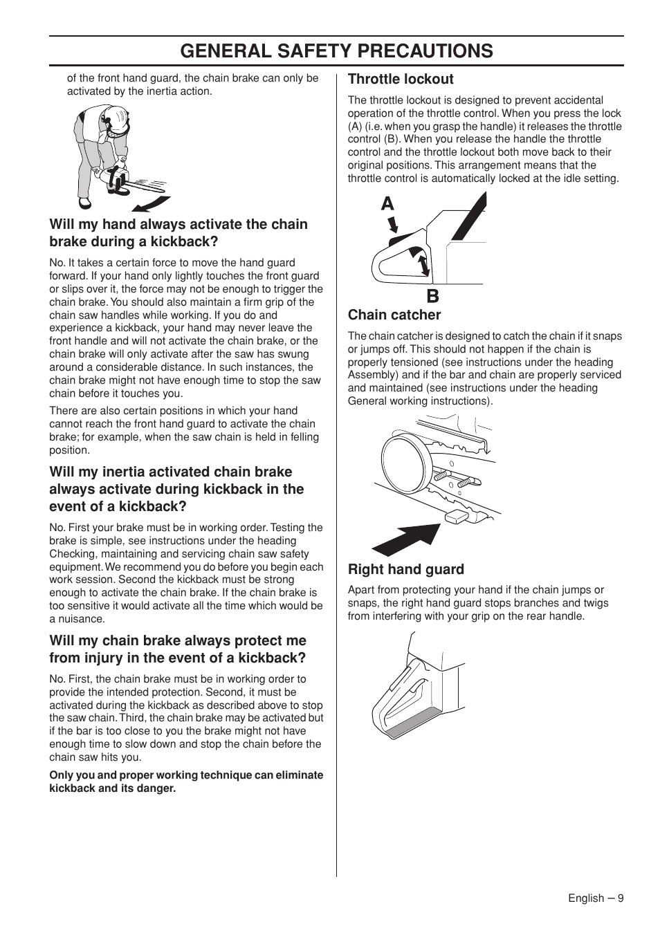 General safety precautions | Husqvarna 395XPG User Manual | Page 9 / 44