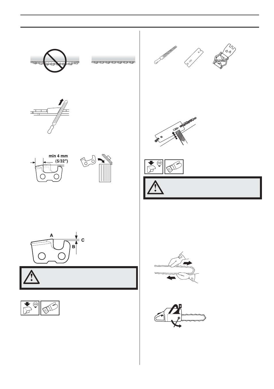 Tensioning the chain, General safety precautions | Husqvarna 357XPG E-tech User Manual | Page 13 / 44