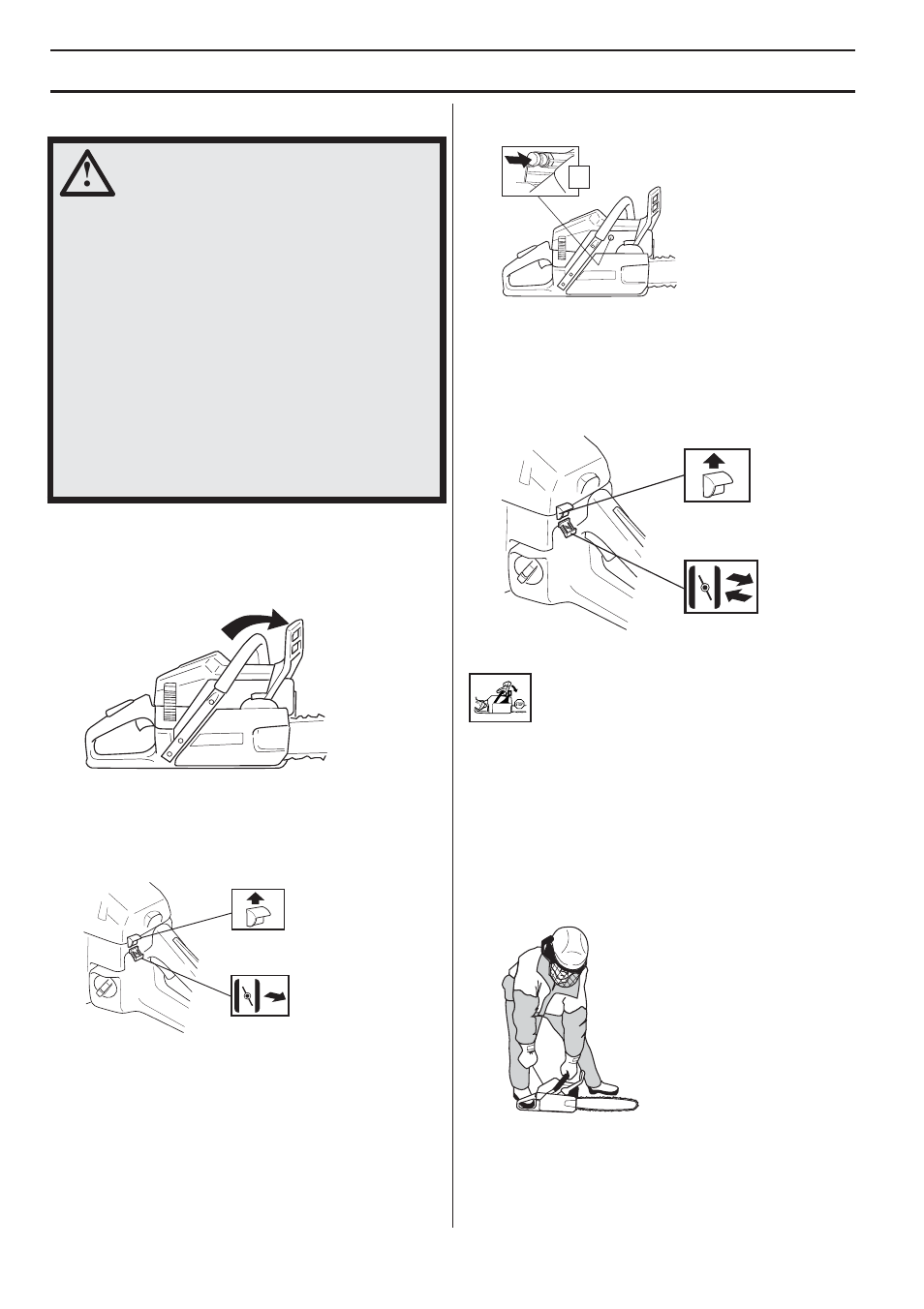 Starting and stopping, Cold engine, Warm engine | Starting | Husqvarna 357XPG E-tech User Manual | Page 20 / 44