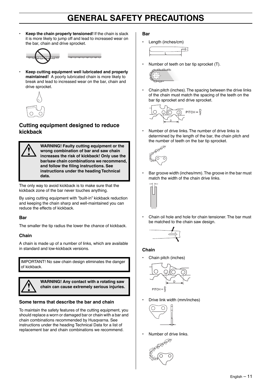 General safety precautions | Husqvarna 570 User Manual | Page 11 / 44