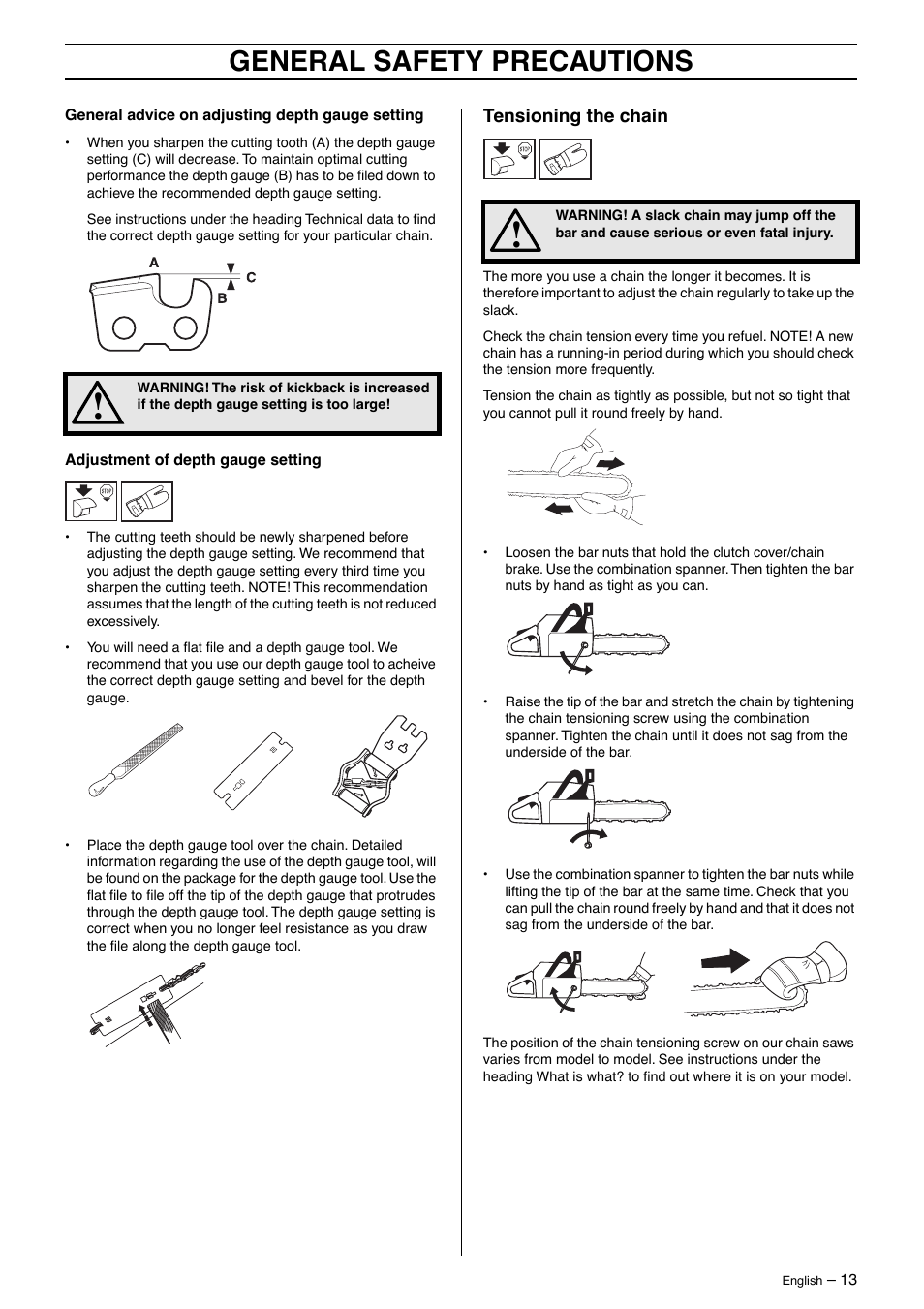 General safety precautions | Husqvarna 570 User Manual | Page 13 / 44