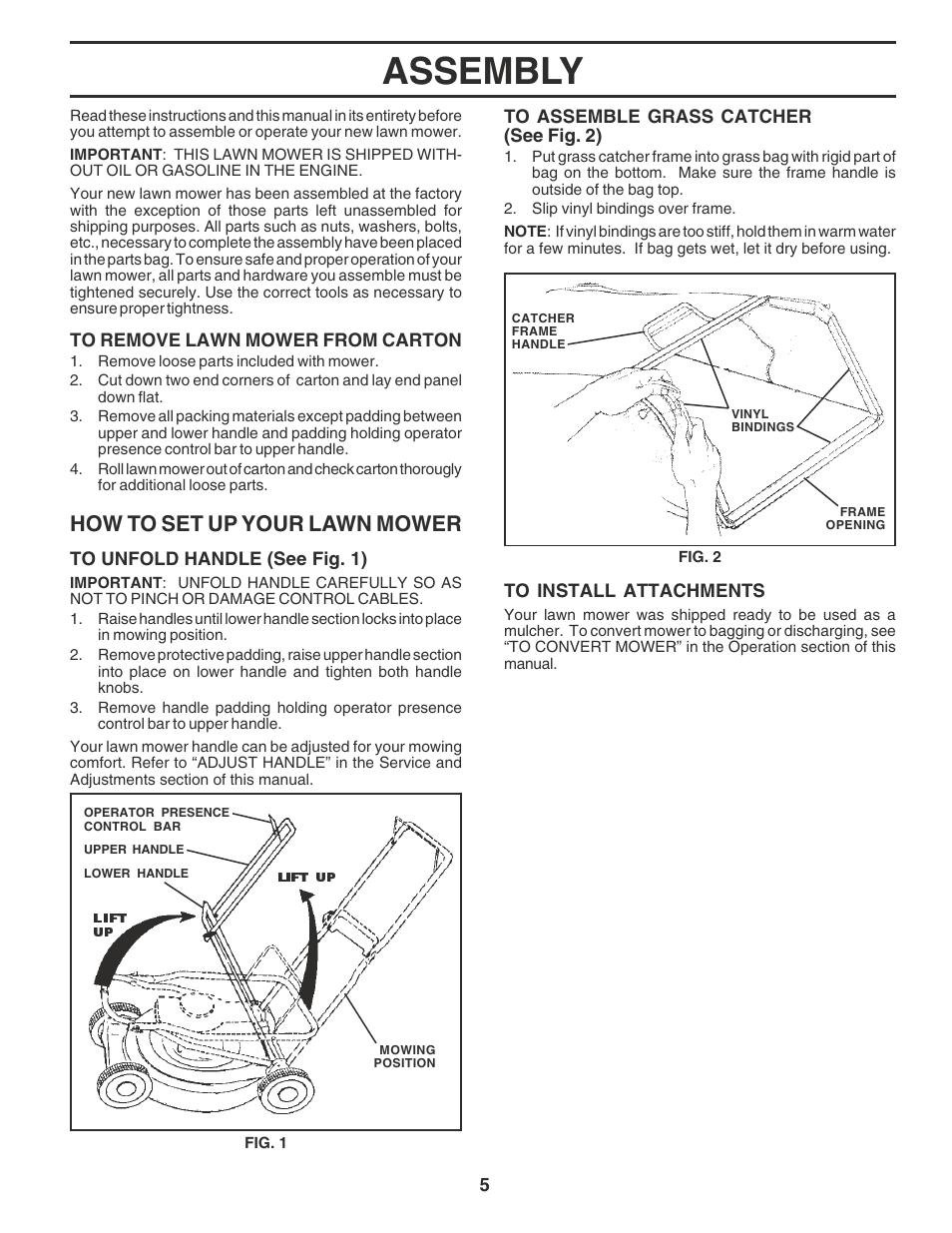Assembly, How to set up your lawn mower | Husqvarna 6022CH User Manual | Page 5 / 18