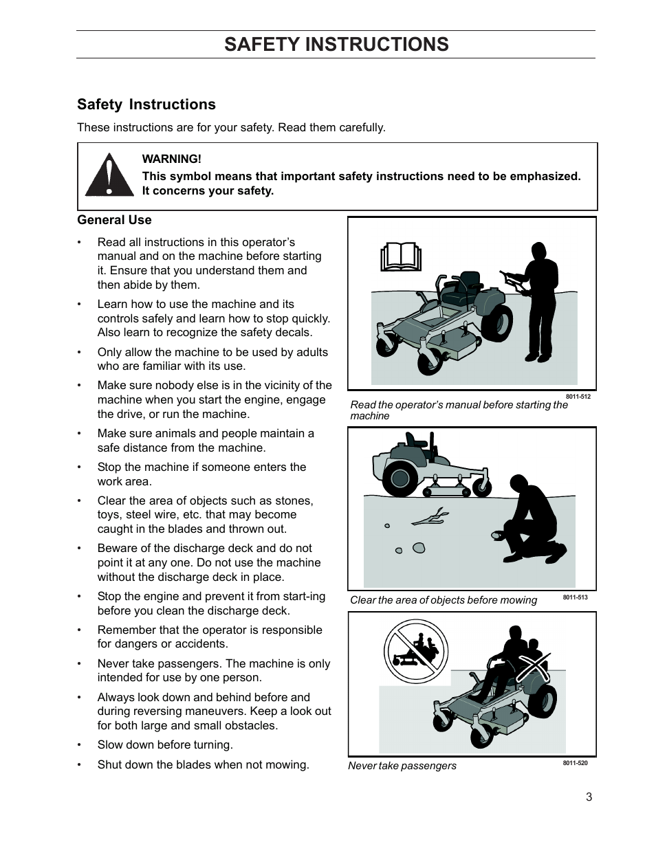 Safety instructions | Husqvarna 968999211 User Manual | Page 3 / 20
