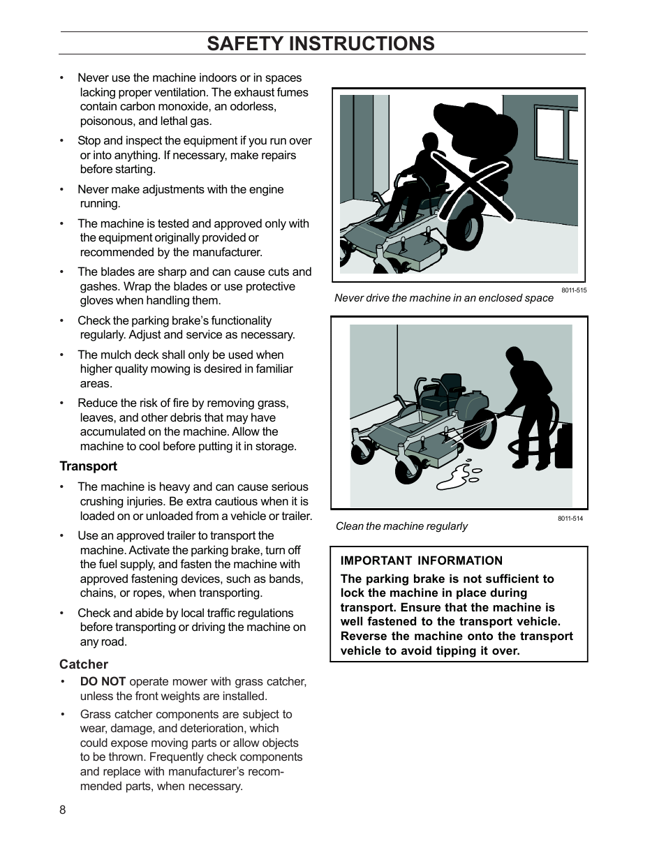 Safety instructions | Husqvarna 968999211 User Manual | Page 8 / 20