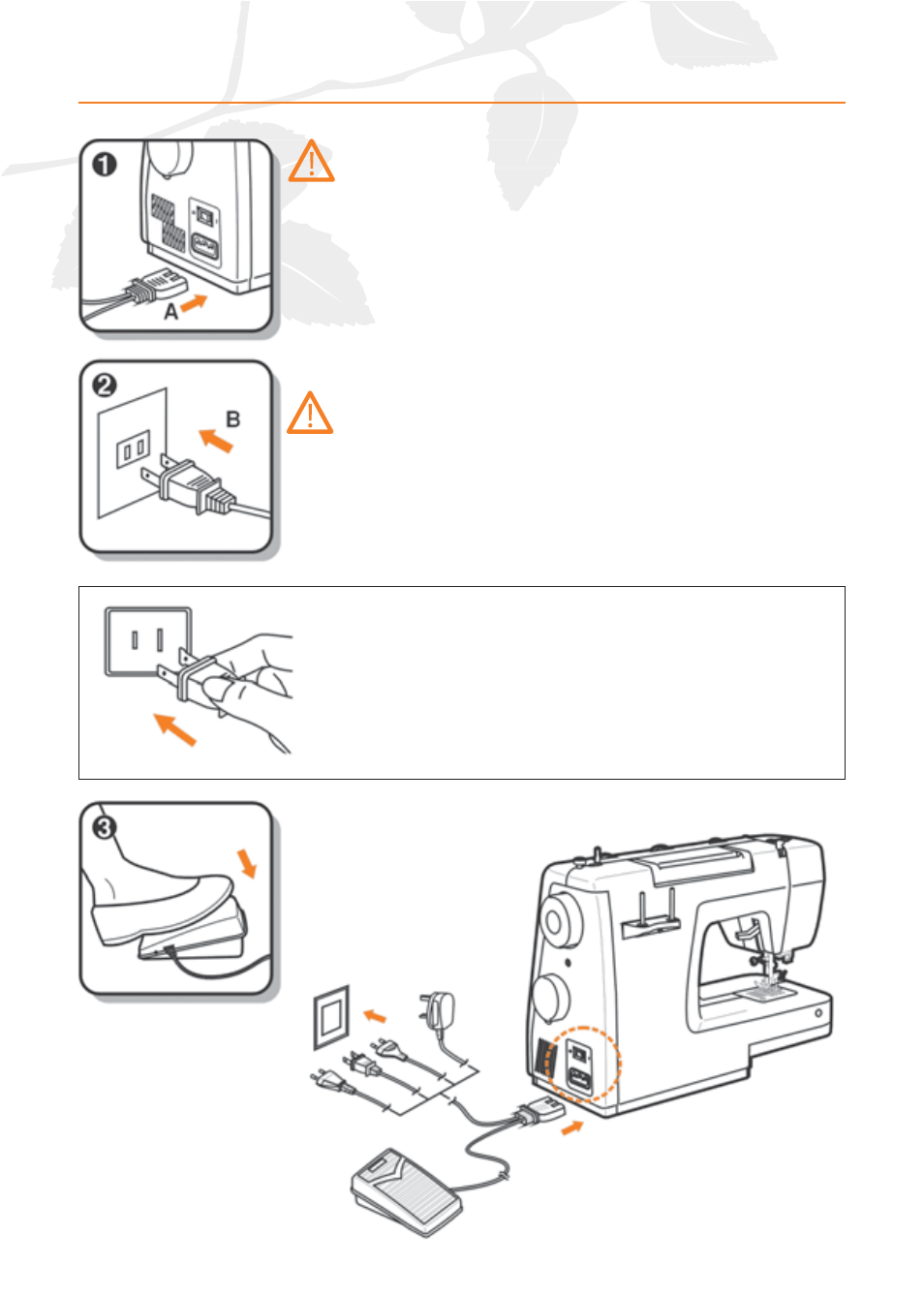 Connecting the machine to power source | Husqvarna E20 User Manual | Page 8 / 36