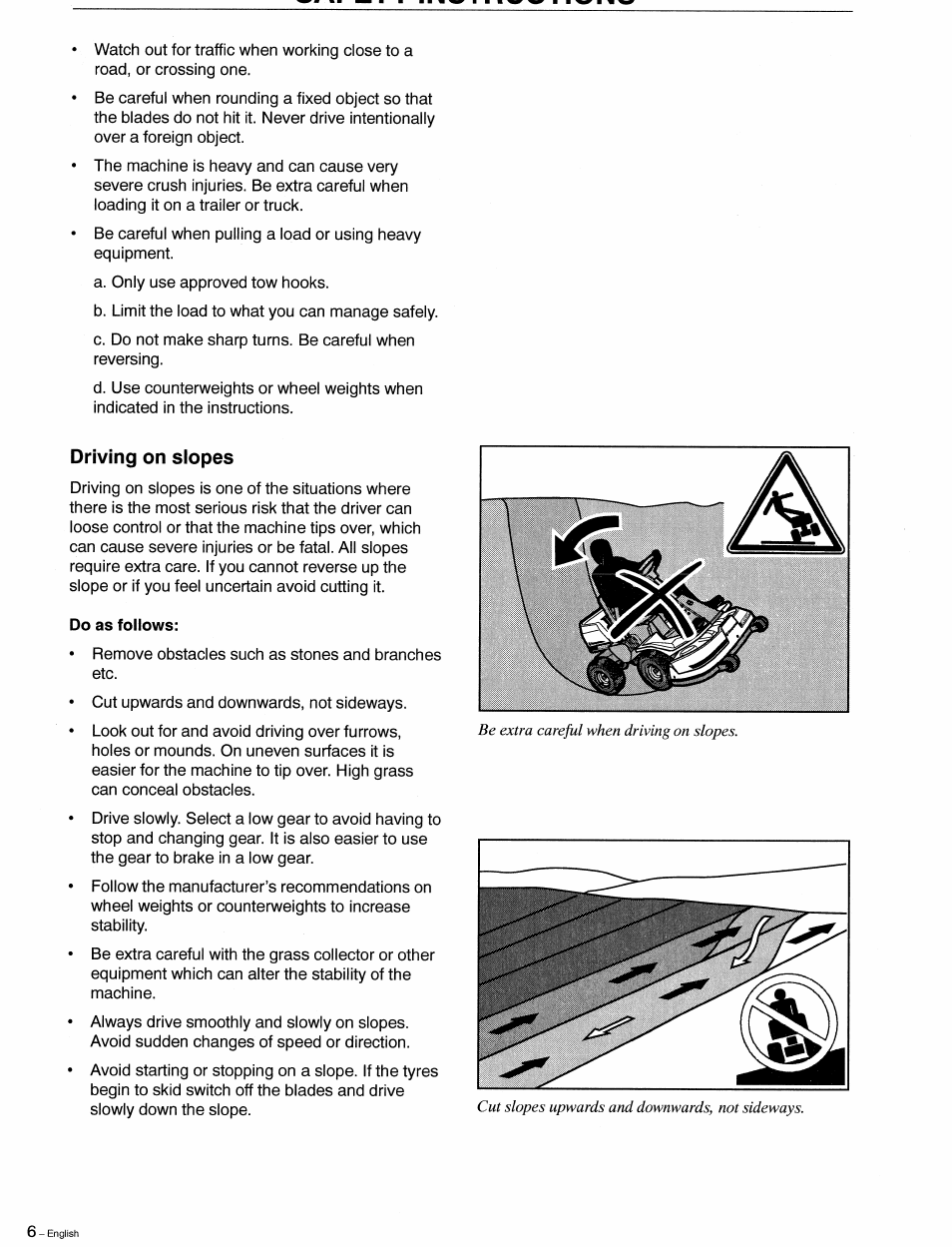 Driving on siopes, Driving on slopes | Husqvarna 1030 BioClip User Manual | Page 7 / 35