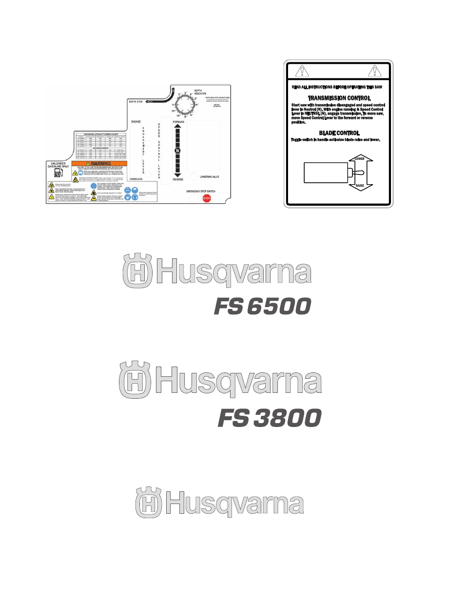 Caution, Transmission control, Blade control | Husqvarna FS 6500 User Manual | Page 7 / 24