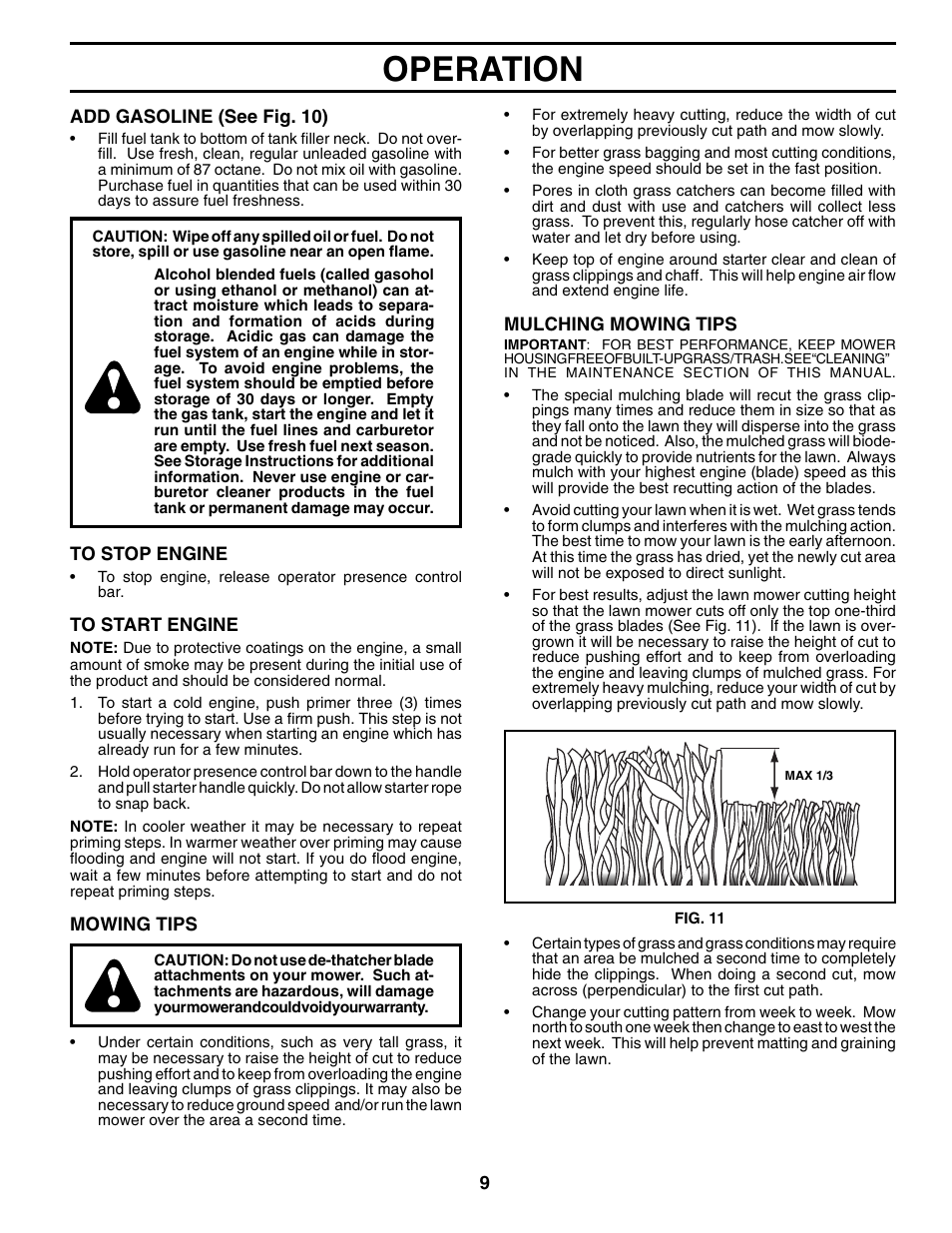 Operation | Husqvarna 70R21HV User Manual | Page 9 / 22