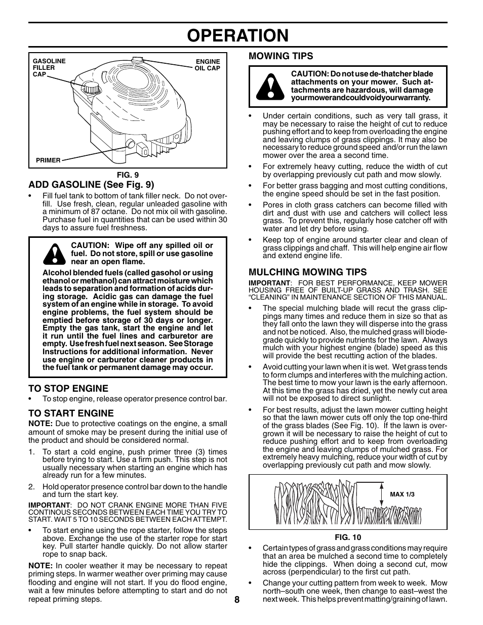 Operation | Husqvarna 65022ES User Manual | Page 8 / 20