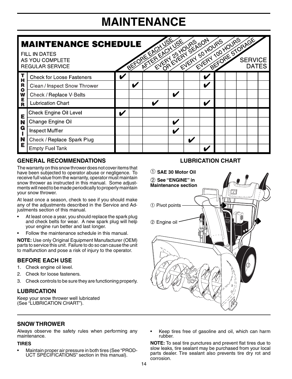 Maintenance | Husqvarna 8524STE User Manual | Page 14 / 32