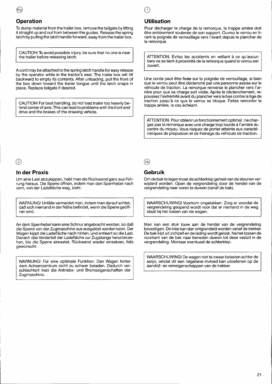 Operation, Utilisation, In der praxis | Gebruik | Husqvarna HO1997 1018467-97 User Manual | Page 20 / 23