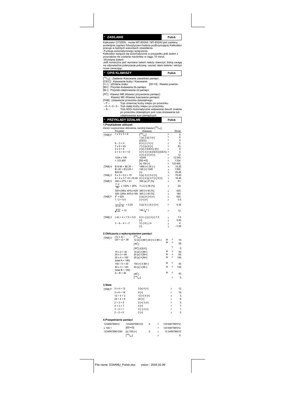 CITIZEN MT-850AII User Manual | Page 11 / 16