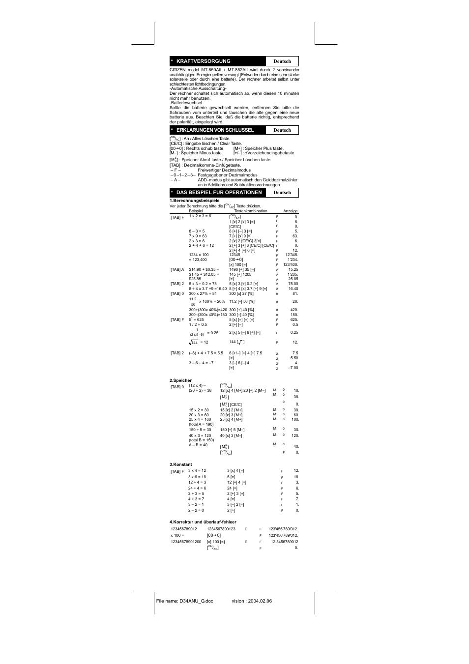CITIZEN MT-850AII User Manual | Page 5 / 16