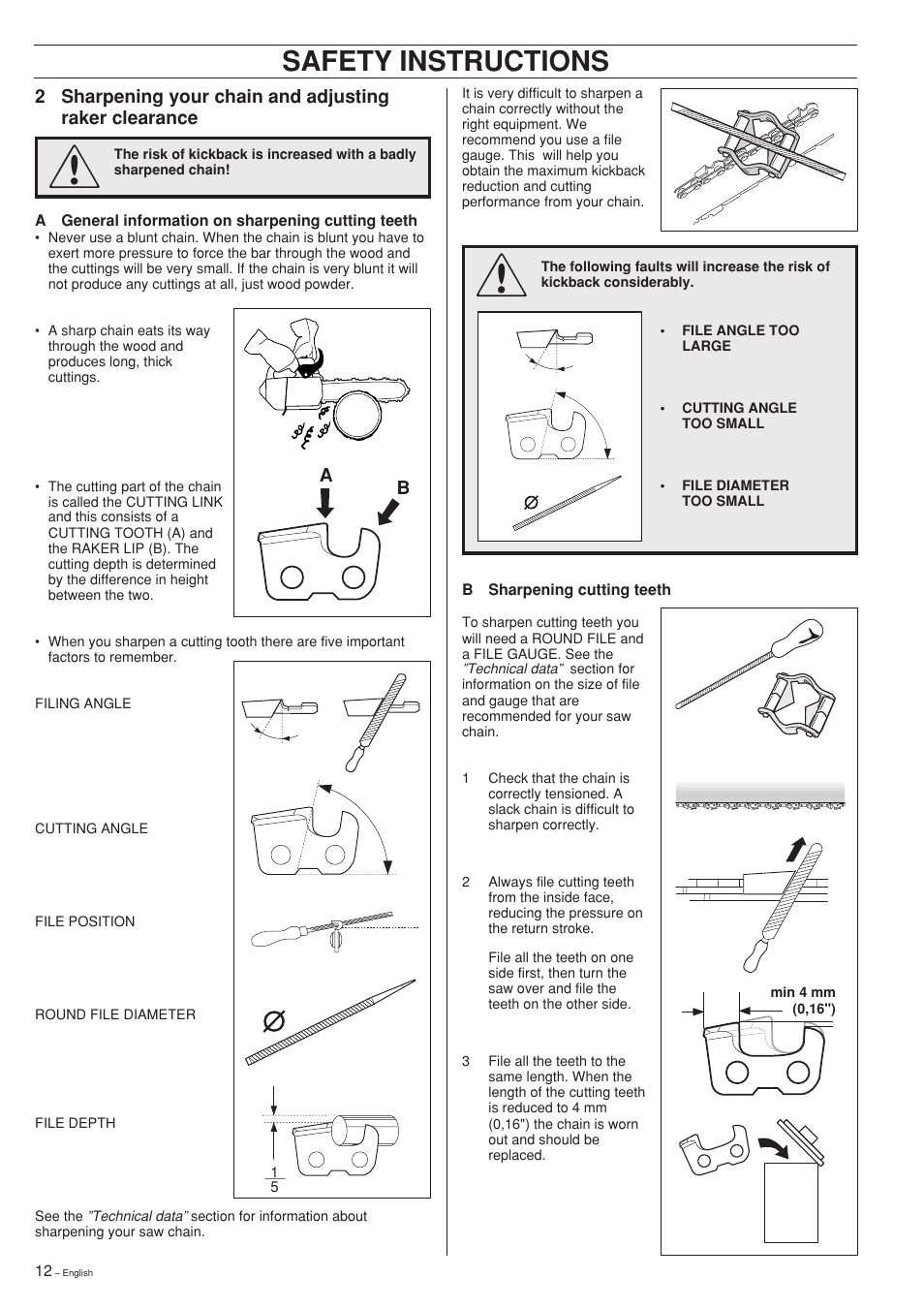Safety instructions | Husqvarna 335XPT User Manual | Page 12 / 36