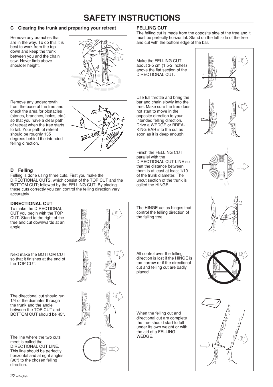 Safety instructions | Husqvarna 335XPT User Manual | Page 22 / 36