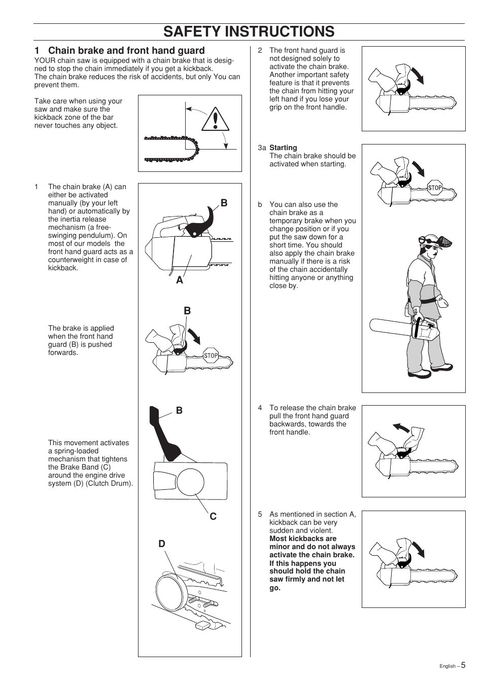 Safety instructions, Ba b | Husqvarna 335XPT User Manual | Page 5 / 36