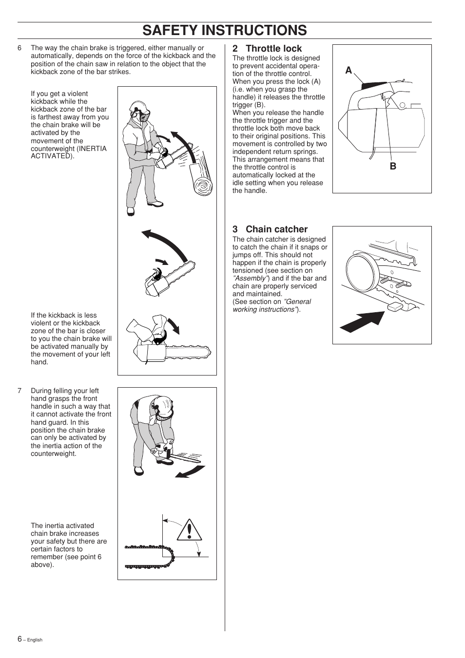 Safety instructions | Husqvarna 335XPT User Manual | Page 6 / 36