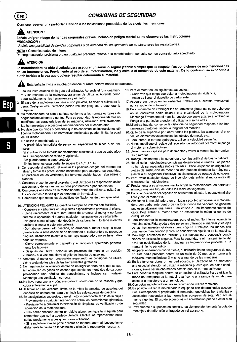 Atencion | Husqvarna T 500R User Manual | Page 17 / 41