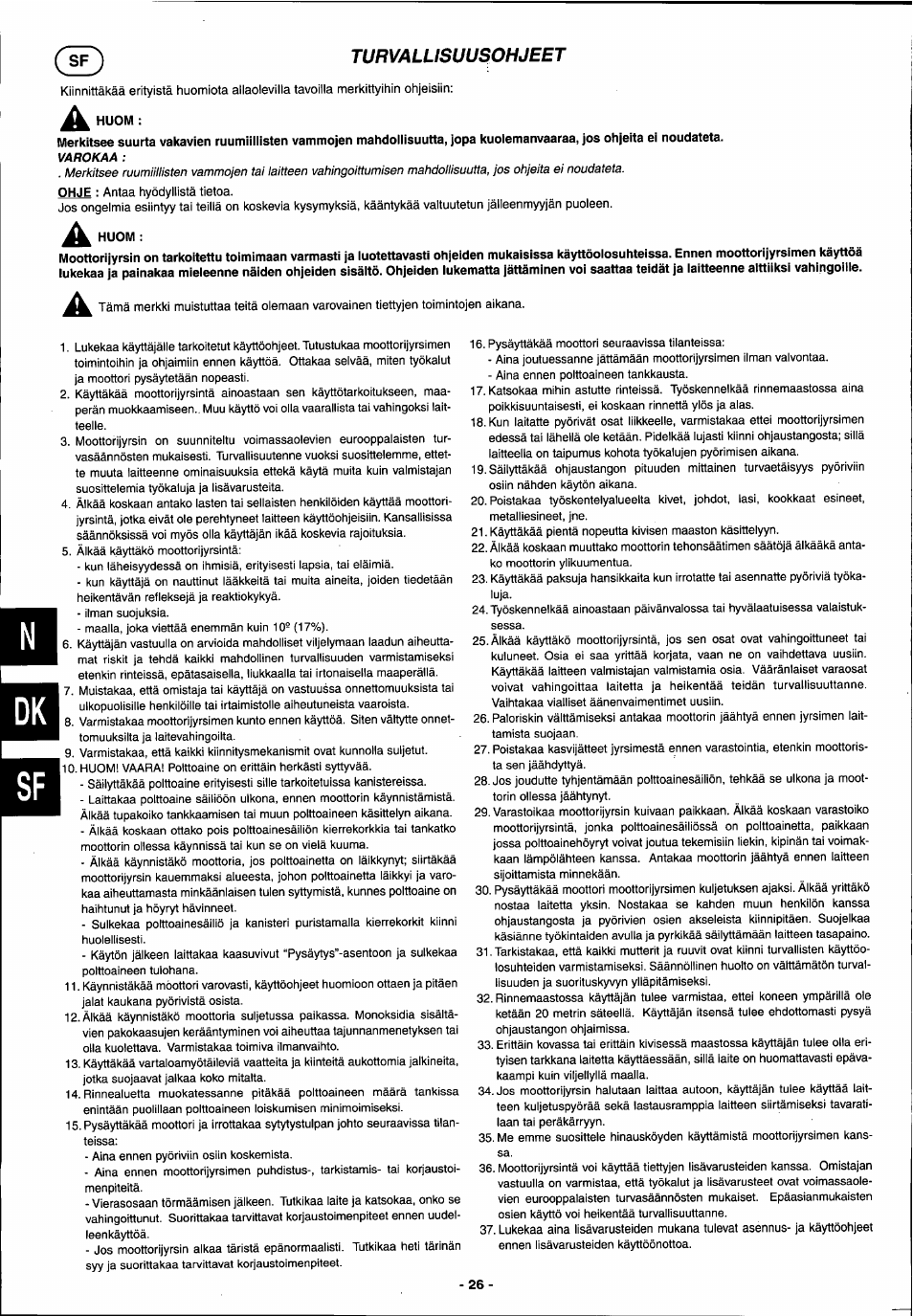 Huom | Husqvarna T 500R User Manual | Page 27 / 41