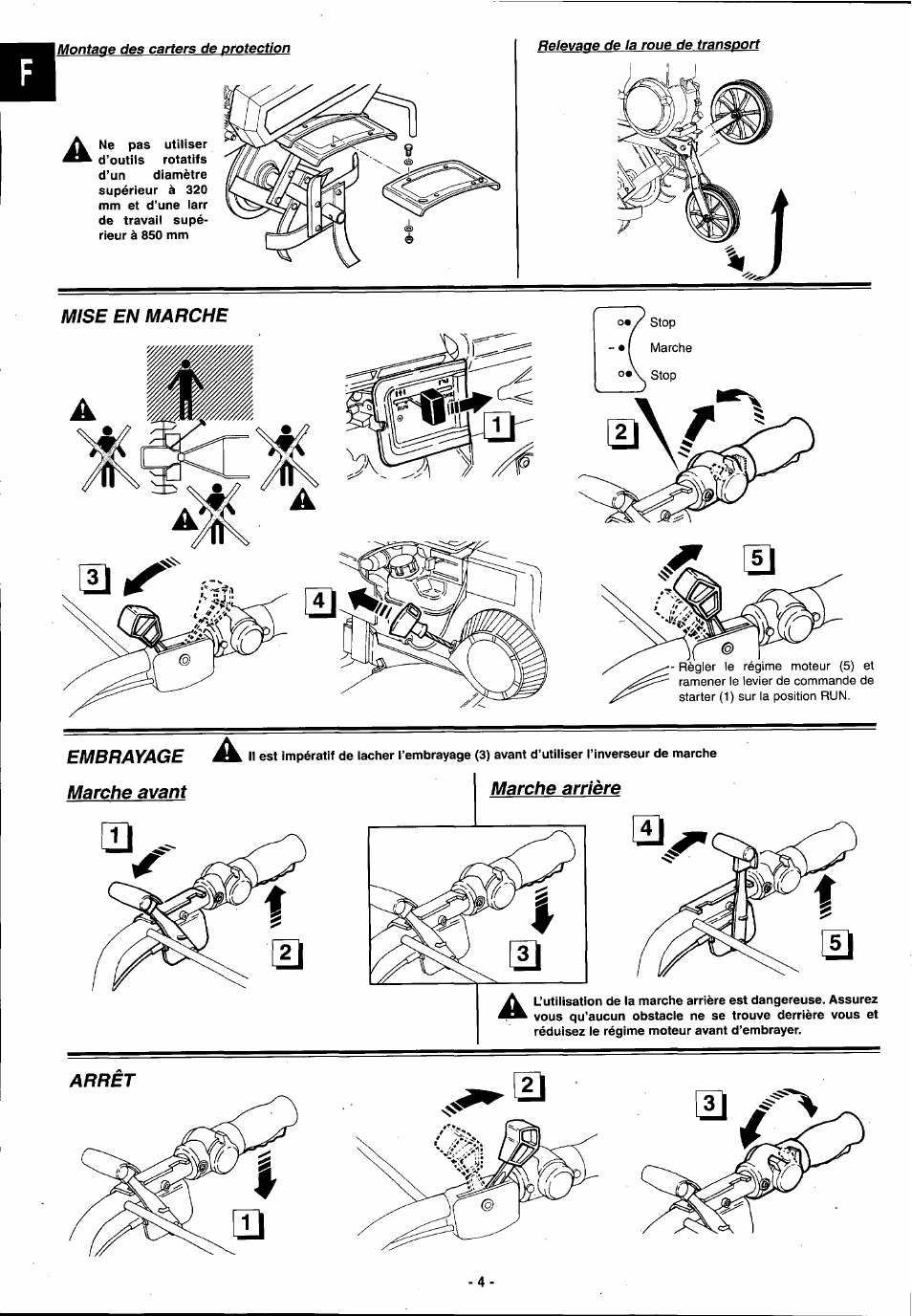 Montage des carters de protection, Retevaae de ta roue de transport | Husqvarna T 500R User Manual | Page 5 / 41