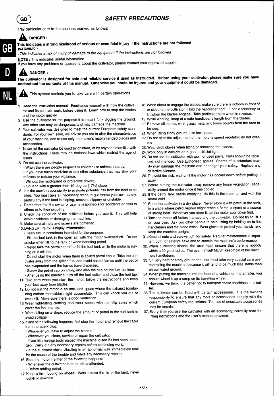 Danger | Husqvarna T 500R User Manual | Page 9 / 41