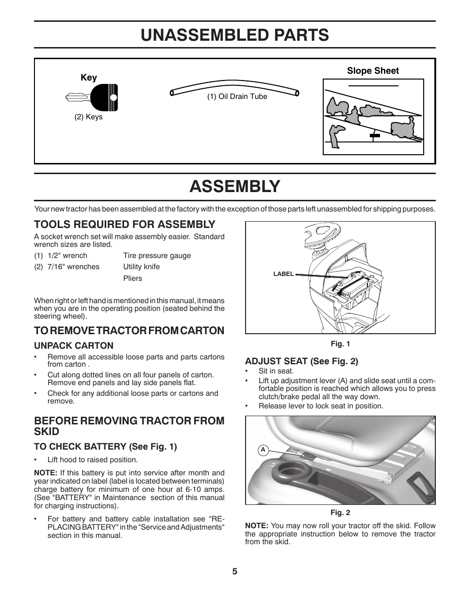 Unassembled parts, Assembly | Husqvarna 917.289570 User Manual | Page 5 / 30