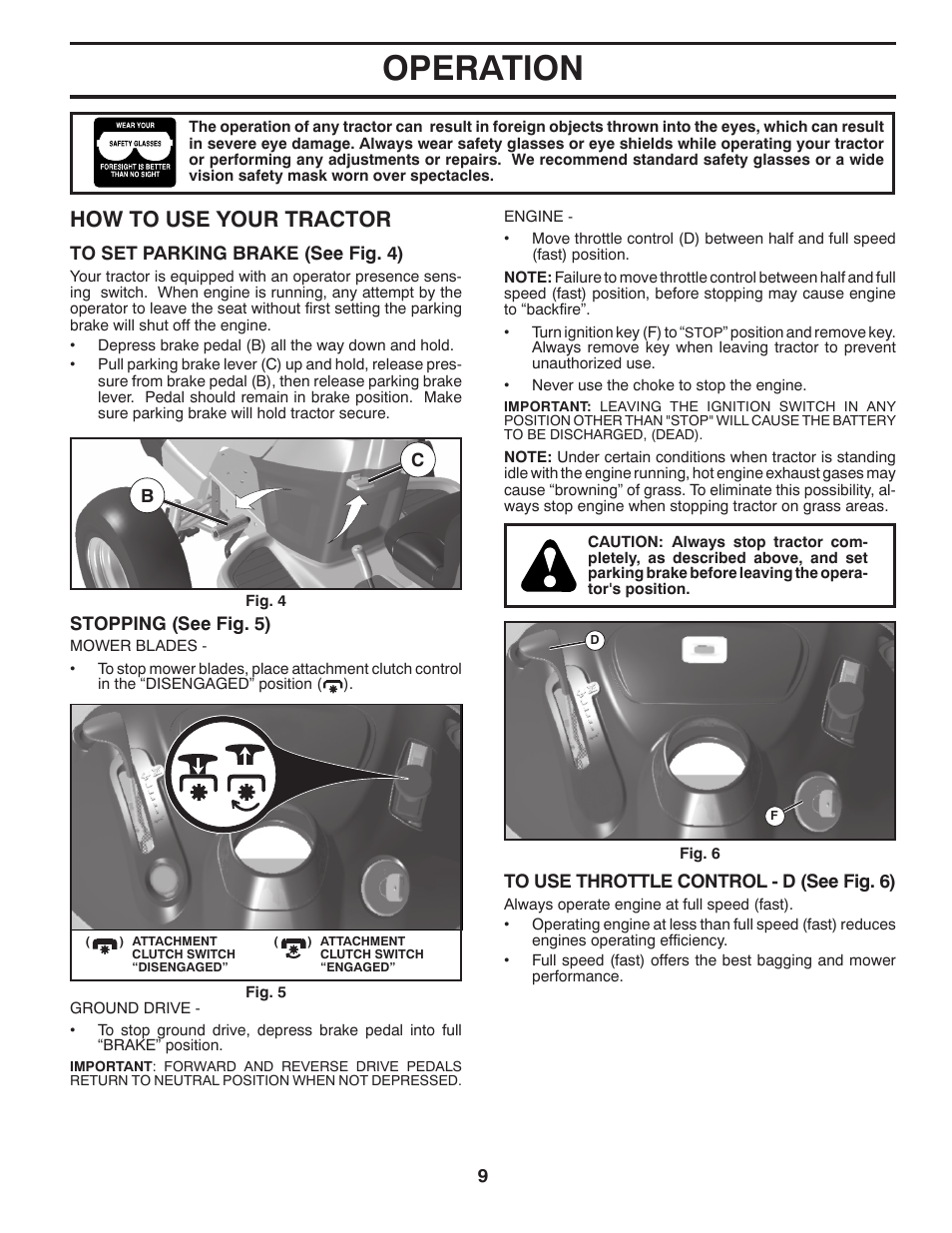 Operation, How to use your trac tor | Husqvarna 917.289570 User Manual | Page 9 / 30