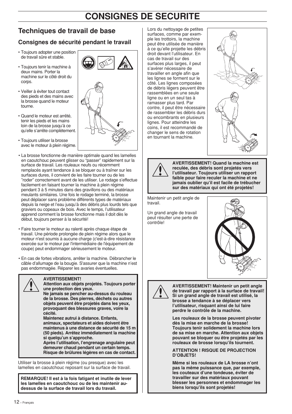 Consignes de securite | Husqvarna SR600 User Manual | Page 12 / 24